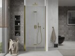 MEXEN - Lima skládací sprchové dveře 80, čiré sklo, zlatý se stěnovým profilem 856-080-000-50-00