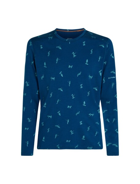 ICEBREAKER Mens 200 Oasis LS Crewe Snow Day AOP, Atlantis/Topaz/Aop (vzorek) velikost: M