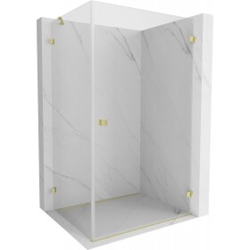 MEXEN/S - Lunar-B L sprchový kout dveře křídlové pravá 90 x 70, transparent, zlato kartáčovaná 832L-090-070-55-00-P