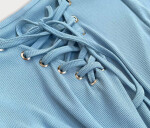 Světle modré vypasované šaty se výstřihem Modrá jedna velikost model 16148694 - MADE IN ITALY