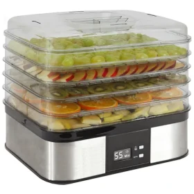 Guzzanti GZ 508 stříbrná-černá / Sušička potravin / 350 W / teplota 40 - 70°C / 5 pater / LED displej / časovač (GZ 508)