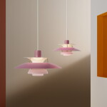 Louis Poulsen Závěsná lampa PH 5 Hues of Rose, růžová barva, kov