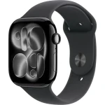 Apple Watch Series 11 GPS 46mm Klavírně černé hliníkové tělo - Černý sportovní řemínek M/L / 160–210 mm (MEUX4MP/A)