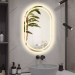 Erga Lyra, oválné LED zrcadlo 60x100cm, 3 barvy světla, přední a zadní osvětlení, vyhřívací podložka proti zapaření, ERG-V01-Lyra-6010-CL ERG-V01-LYRA-6010-CL