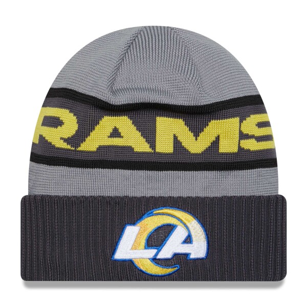 New Era Pánská zimní čepice Los Angeles Rams NFL 2023 Sideline Tech Knit Beanie