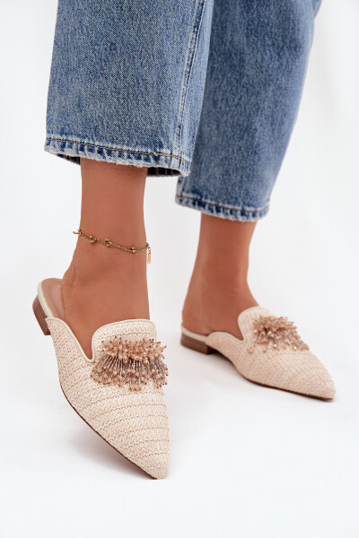 Dámské pantofle s ozdobou Béžové Katrine 38