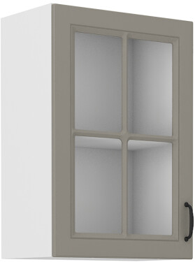 Horní prosklená skříňka Stilo 40 GS-72 1F Barva korpusu: Bílá, Barva dvířek: Clay Grey