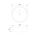 Mereo Umyvadlo na desku bez přepadu, Lota, 450x450x110 mm, kulaté, keramické UC454511C