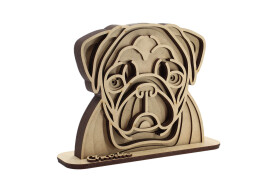 Dřevěná 3D mandala psa se jménem Plemeno: Mops