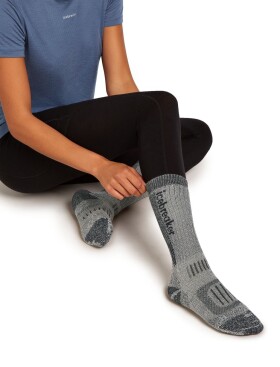 Dámské merino turistické ponožky ICEBREAKER Wmns Hike+ Mountaineer Mid Calf, Jet Heather/Black velikost: 38-40 (M)