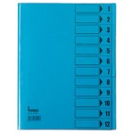 LEITZ A4 Třídící desky s gumičkou 12 částí karton modré