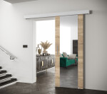 Posuvné dveře Salwador II Dveře: Černý Marmur, Pásky / úchyty: Stříbrné, Horní pojezdová lišta: Černá