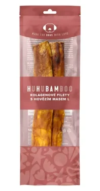 Huhubamboo Hovězí kolagen filé L 2 ks / Pamlsky pro psy / žvýkací (356695)