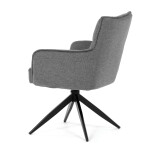 Židle jídelní, taštičkové pružiny v sedáku, 180° otočný mechanismus, šedá voděodolná látka, černý kov