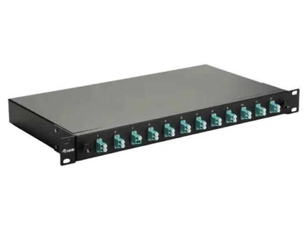 Equip Spojovací box 12-Port LC-Duplex OM3 černá / Optický spojovací box / Rack 19" 1U / 12x LC/UPC duplex (337202)