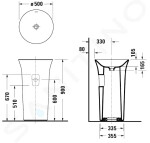 DURAVIT - DuraSquare Umyvadlo 800x470 mm, bez přepadu, s otvorem pro baterii, DuraCeram, WonderGliss, bílá 23538000411