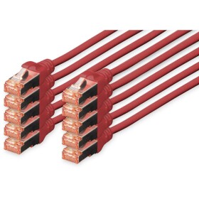 Digitus DK-1644-010-R-10 RJ45 síťové kabely, propojovací kabely CAT 6 S/FTP 1.00 m červená fóliové stínění, kompletní stínění, stíněný, bez halogenů, simplexní
