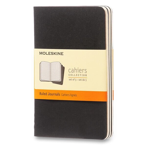 Sešity Moleskine Cahier, S, linkované, 3 ks - černý