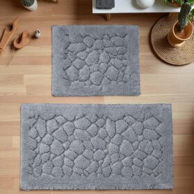 DumDekorace Sada 2 bavlněných koupelnových předložek BOSTON 10 - šedá Šířka: 60 cm | Délka: 100 cm