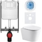 CERANO Podomítkový WC set Carlito - bílá lesklá - tlačítko Basic/Maxio, bílé - pro zazdění - 48,5x36,5 cm