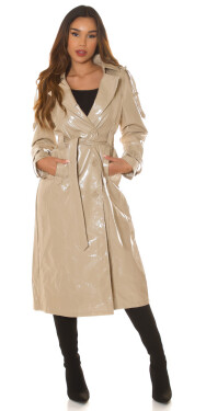 Sexy kožený kabát Musthave / Trenchcoat BEIGE S