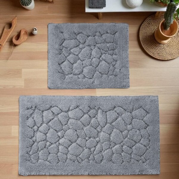 DumDekorace Sada 2 bavlněných koupelnových předložek BOSTON 10 - šedá Šířka: 60 cm | Délka: 100 cm