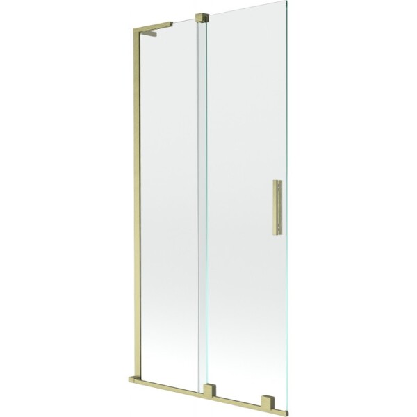 MEXEN/S - Velar L dvoukřídlá posuvná vanová zástěna 95 x 150, transparent, zlatá kartáčovaná 896-095-003-01-55