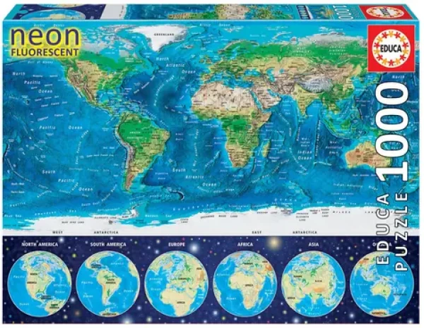 EDUCA Svítící puzzle Mapa světa 1000 dílků