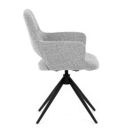 Židle jídelní, šedá látka, 360° vratný mechanismus, černý kov