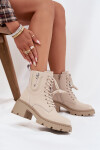Kožené dámské kotníkové boty na klínu vyhřívané Vinceza 86418 béžové 38