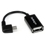 StarTech OTG kabel Micro USB (M) - USB A (F) černá / OTG kabel / Úhlový konektor / USB 2.0 480 Mbit/s / 12,7 cm (UUSBOTGRA)
