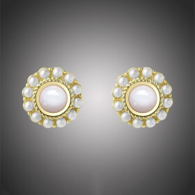 Náušnice s perlou a opálem Christelle - mléčný opál, Zlatá