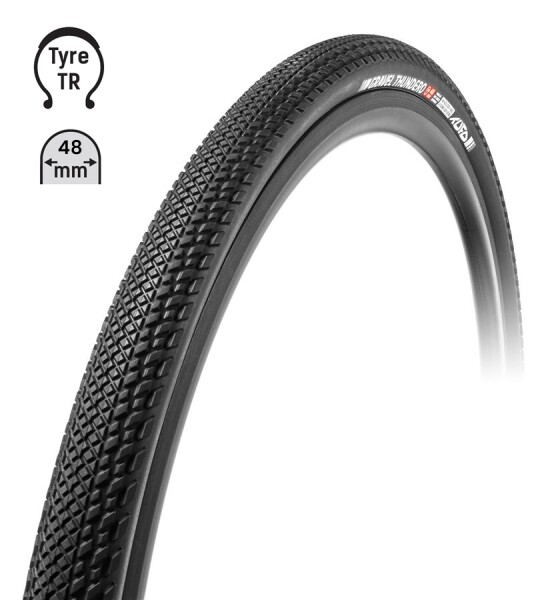 Plášť TUFO Gravel THUNDERO 700 x 48C, bezdušový černý