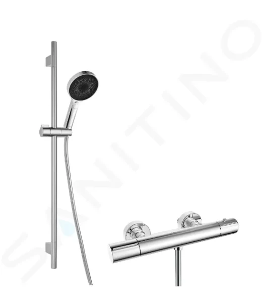 Kielle Sprchový set s termostatickou baterií, tyčí, hadicí a sprchovou hlavicí EcoSpare, chrom 20602SNT10