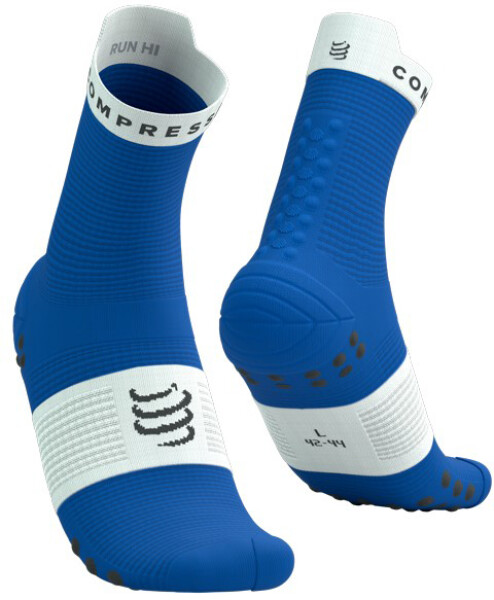 Běžecké kompresní ponožky Compressport Pro Racing Socks v4.0 Run High - Blue/White Velikost: EU 45-48
