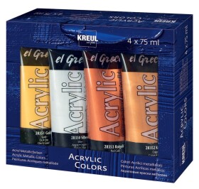 Kreul El Greco metalické akrylové barvy sada 4 x 75 ml