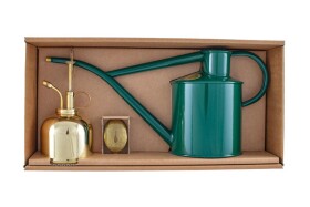 HAWS Set konvičky s kropítkem a rozprašovače Brass & Green, zelená barva, zlatá barva, kov