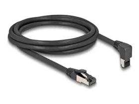 Delock RJ45 Cat.8.1 S/FTP 90° - přímý černá / Síťový kabel / 40 Gbps / 2 m / LSZH (80395)