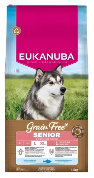 Eukanuba Grain Free Senior Large Giant Breed Ocean fish 12 kg / Granule pro psy / pro starší velká a obří plemena (113511)