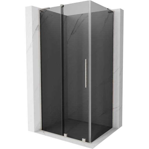 MEXEN/S - Velar L sprchový kout, posuvné dveře 100 x 90, grafit, nikl kartáčovaný 871-100-090-43-97
