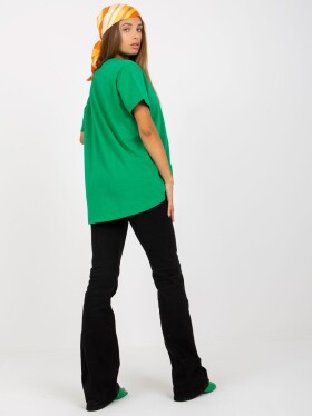 Základní zelené asymetrické bavlněné tričko