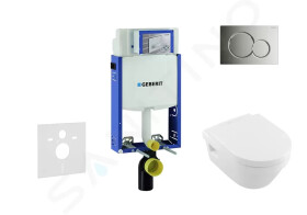 GEBERIT - Kombifix Modul pro závěsné WC s tlačítkem Sigma01, lesklý chrom + Villeroy Boch - WC a sedátko, DirectFlush, SoftClose, CeramicPlus 110.302.00.5 NB2