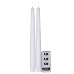 STAR TRADING LED svíčka Flamme Slim White 28 cm – set 2 ks + dálkový ovladač, bílá barva, vosk