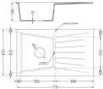 MEXEN/S - Cesar granitový dřez 1-miska s odkapávačem 775 x 470 mm, černý, zlatý sifon 6514771010-77-G