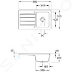 VILLEROY & BOCH - Architectura Keramický dřez 860x510 mm s odtokem, CeramicPlus, alpská bílá 335002R1