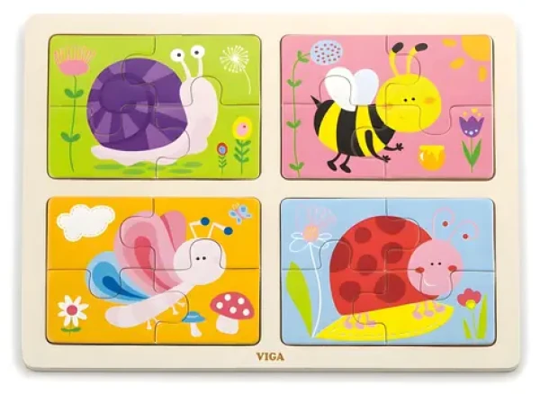VIGA Dřevěné puzzle Zvířata z louky