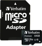 Verbatim Premium MicroSDXC 64 GB / Paměťová karta / UHS-I (U1) / Class 10 / R: 90 MB/s / W: 10 MB/s