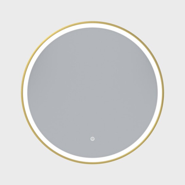 Erga Olivia, kulaté LED zrcadlo 80cm, zlatý kovový rám, 1840 lm, 6500K, přední osvětlení, ERG-V01-202-8080-GD