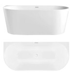 REA/S - Akrylátová vana CAPRI SLIM 150cm Černá krytka zátky KPL-W6503