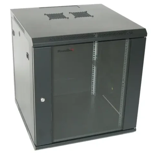 XtendLan 15U/600x600 černá / Nástěnný rozvaděč / 19" / skleněné dveře / rozložený (WS-15U-66-BLACK-U-P)